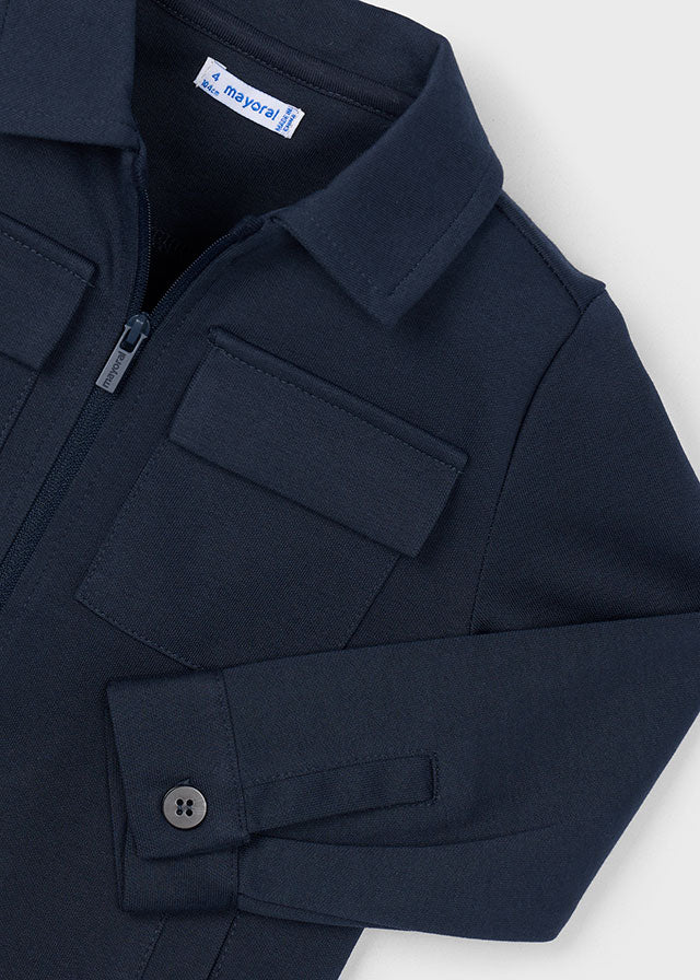 Navy Zip Collared Pocket Jacket