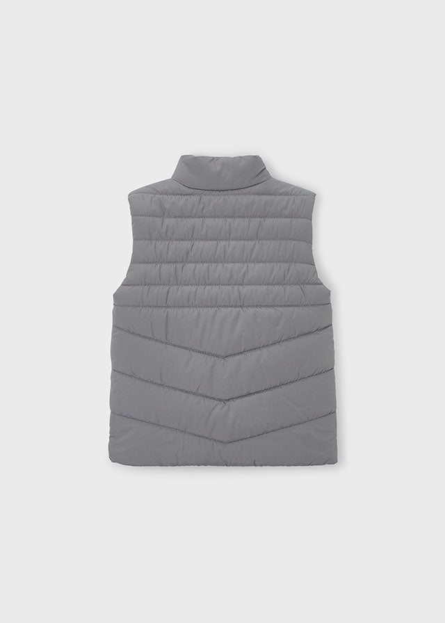 Gray Puffer Black Zip Vest