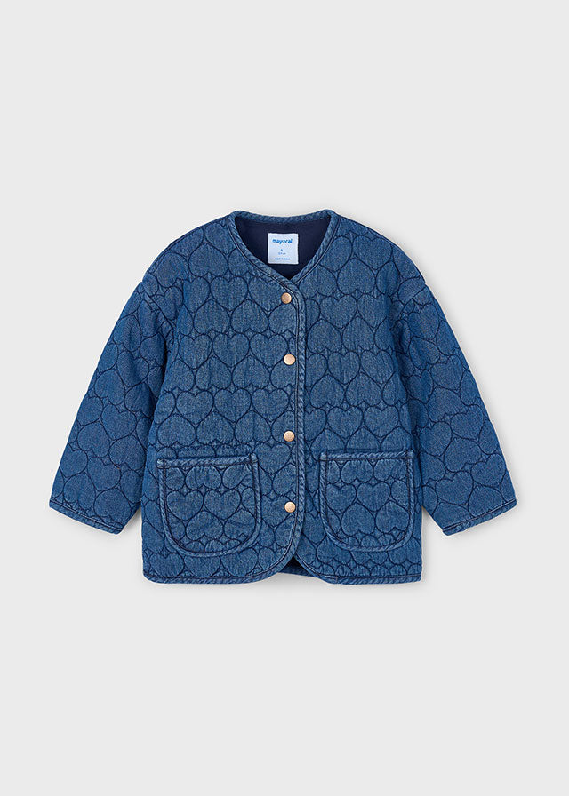 Quilted Heart Denim Snap Jacket