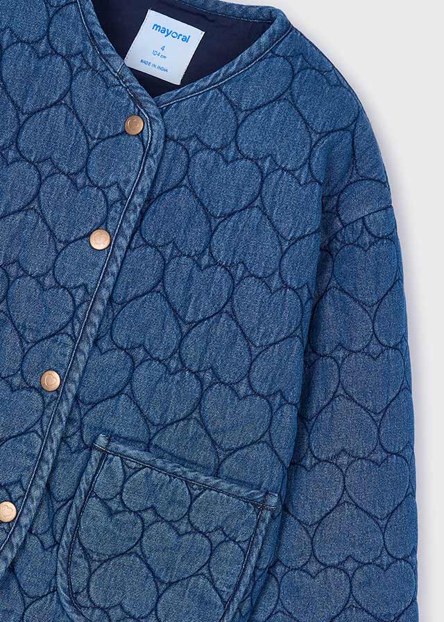 Quilted Heart Denim Snap Jacket