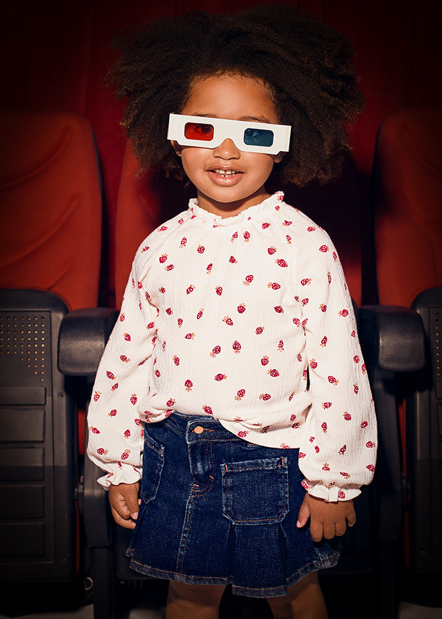 Pleated Dark Denim Pocket Skirt