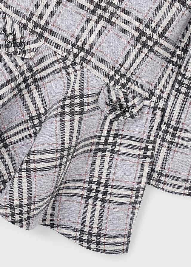 Gray Plaid LS Ruffle Skirt Dress