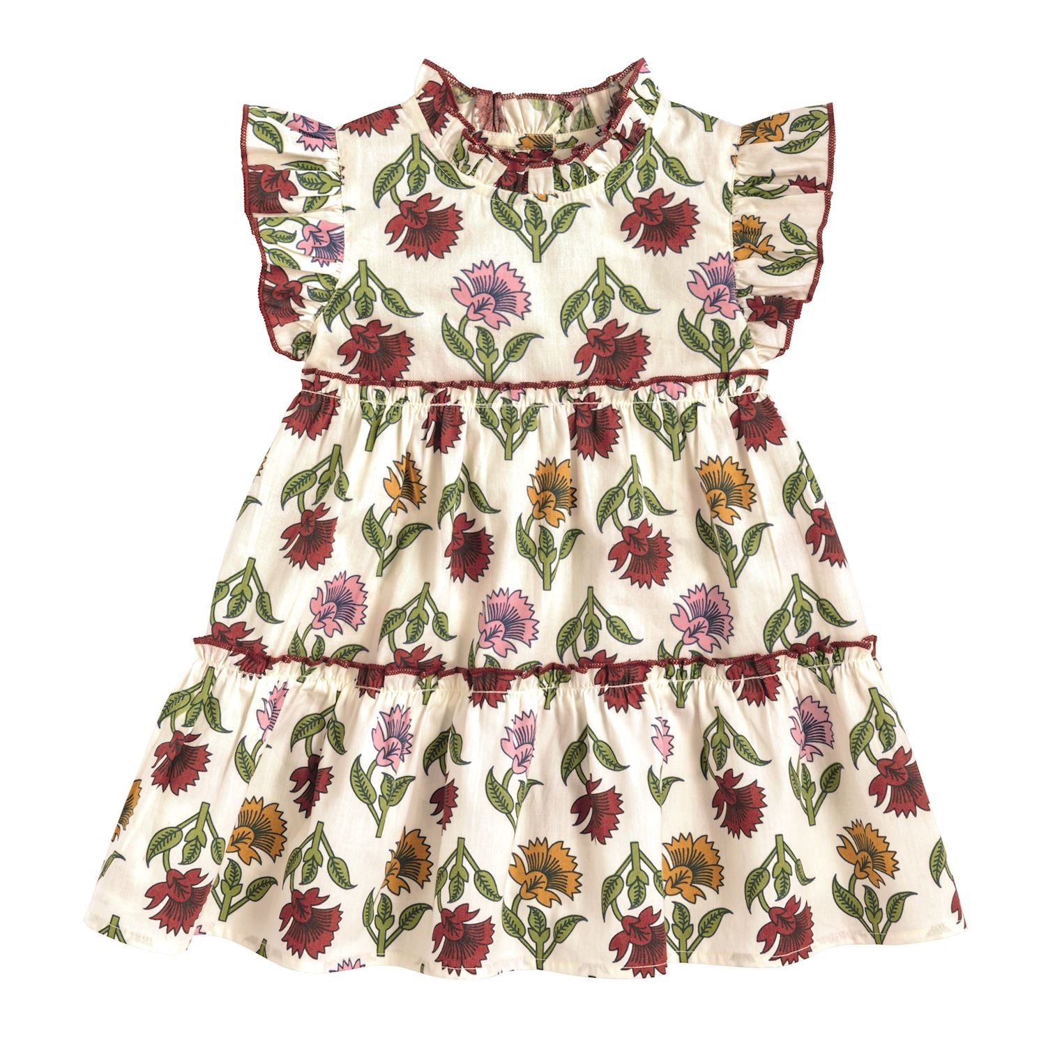 Fall Multi Floral Ruffle Dress