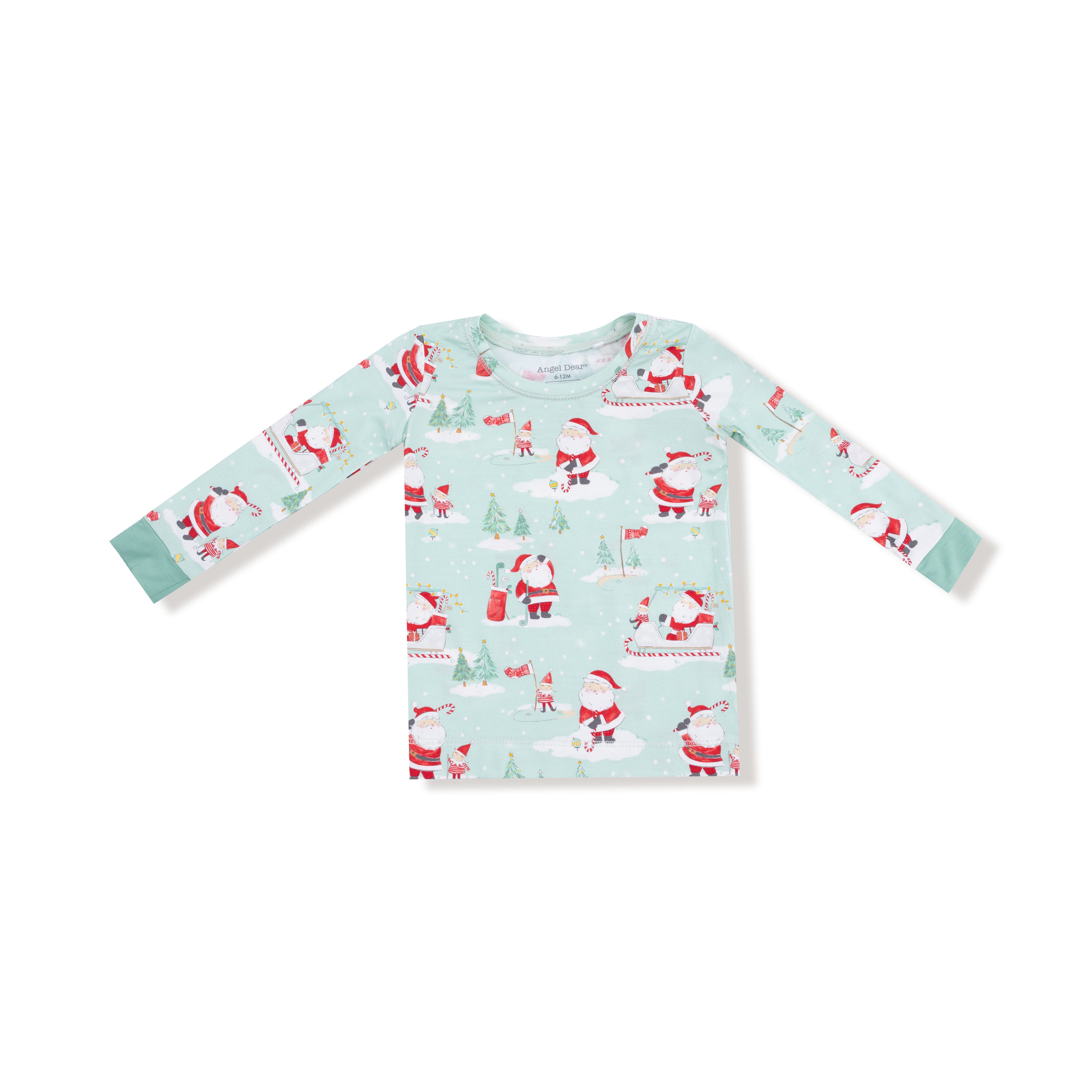 Green Golfing Santa and Elves LS PJ Set