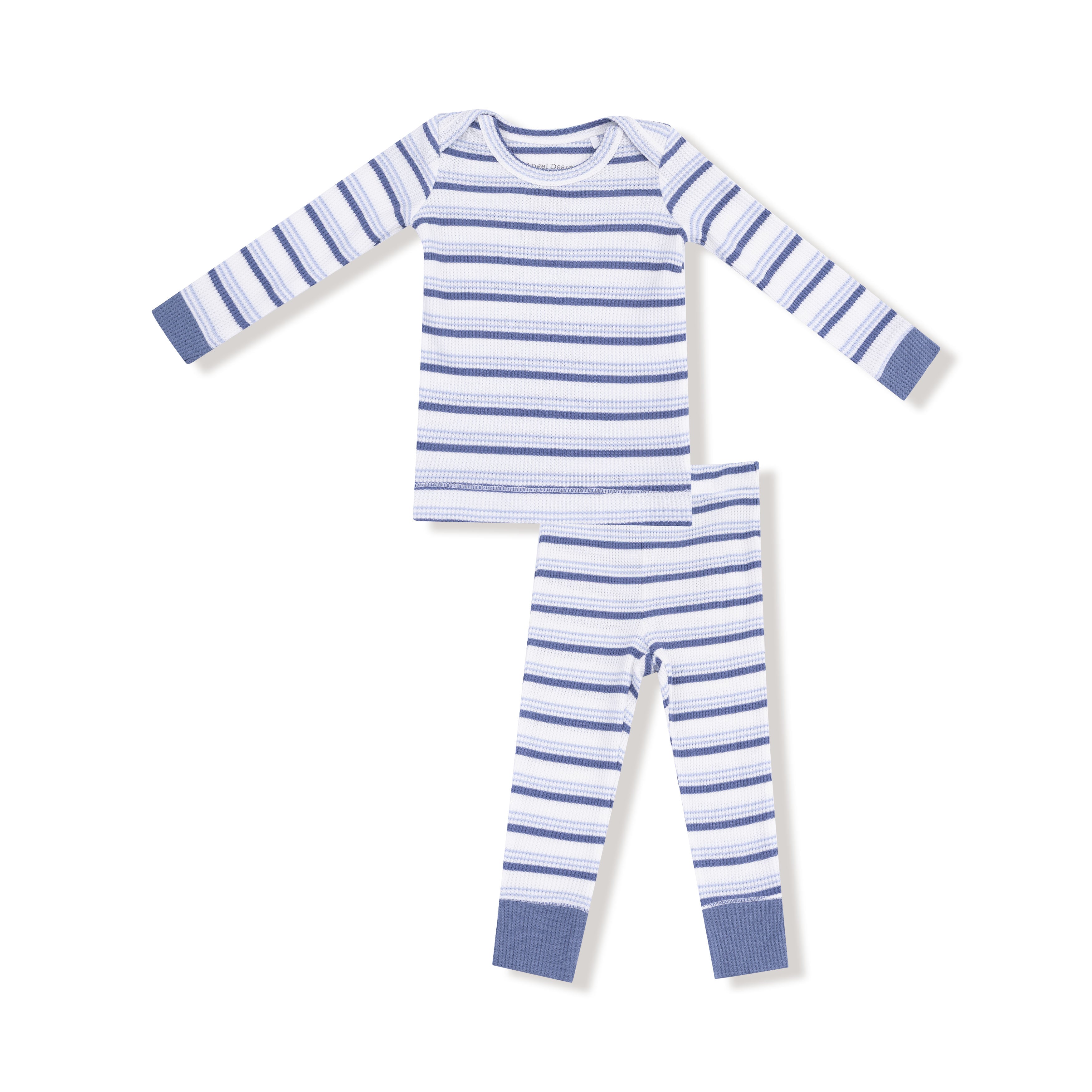 Blue Vintage Stripe Waffle Knit LS PJ Set