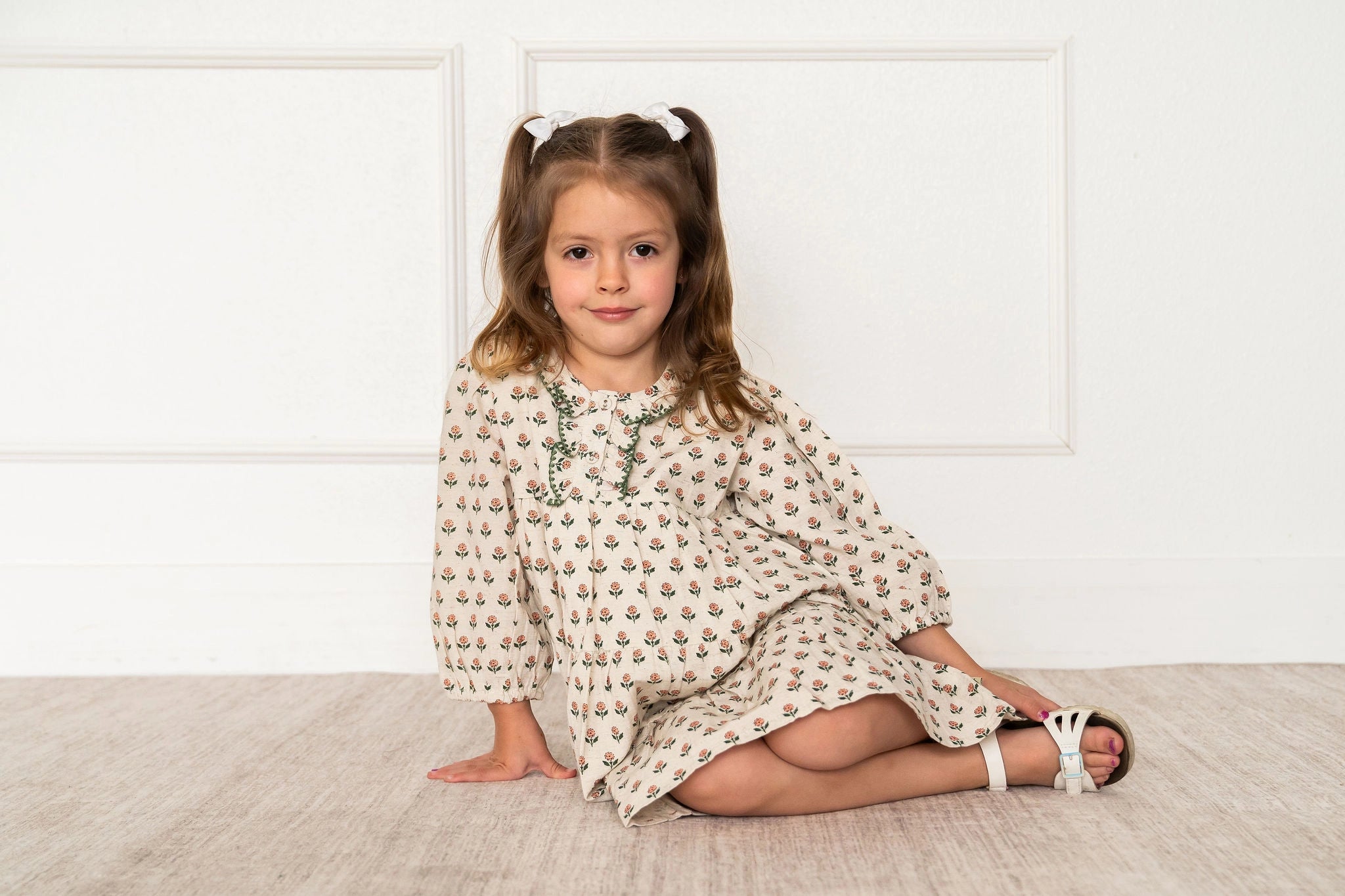 Natural Bella Block Printed Floral Dress