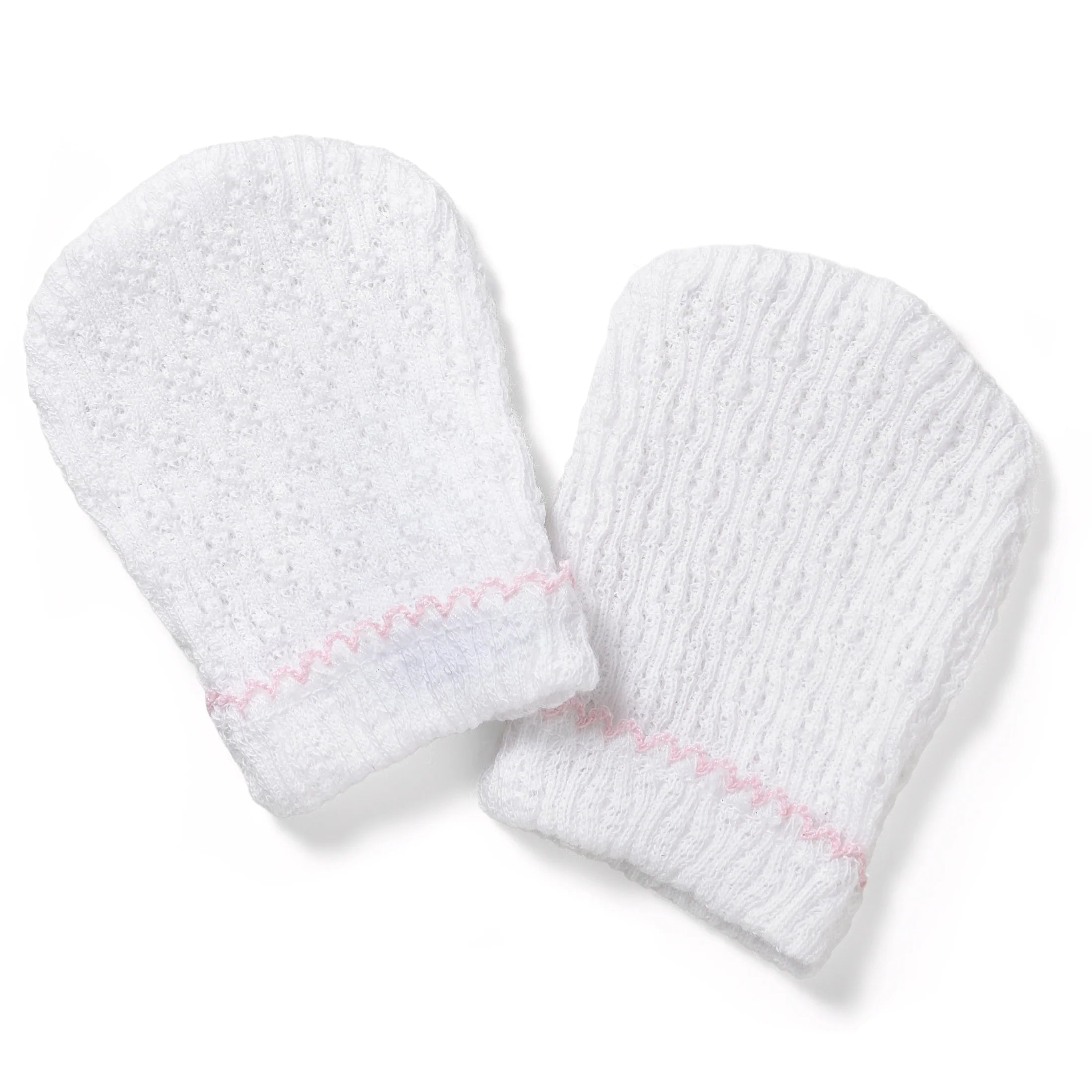 Paty White Mittens with Trim