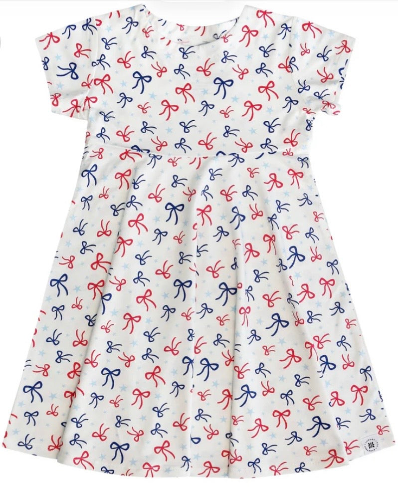 God Bless Bows Cap Sleeve Swirly Dress
