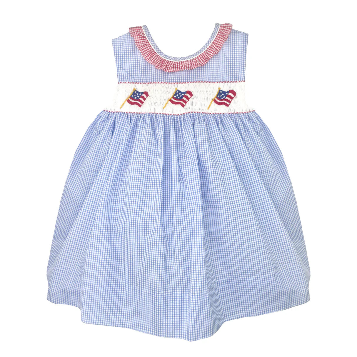 Blue Smocked Flag Dress
