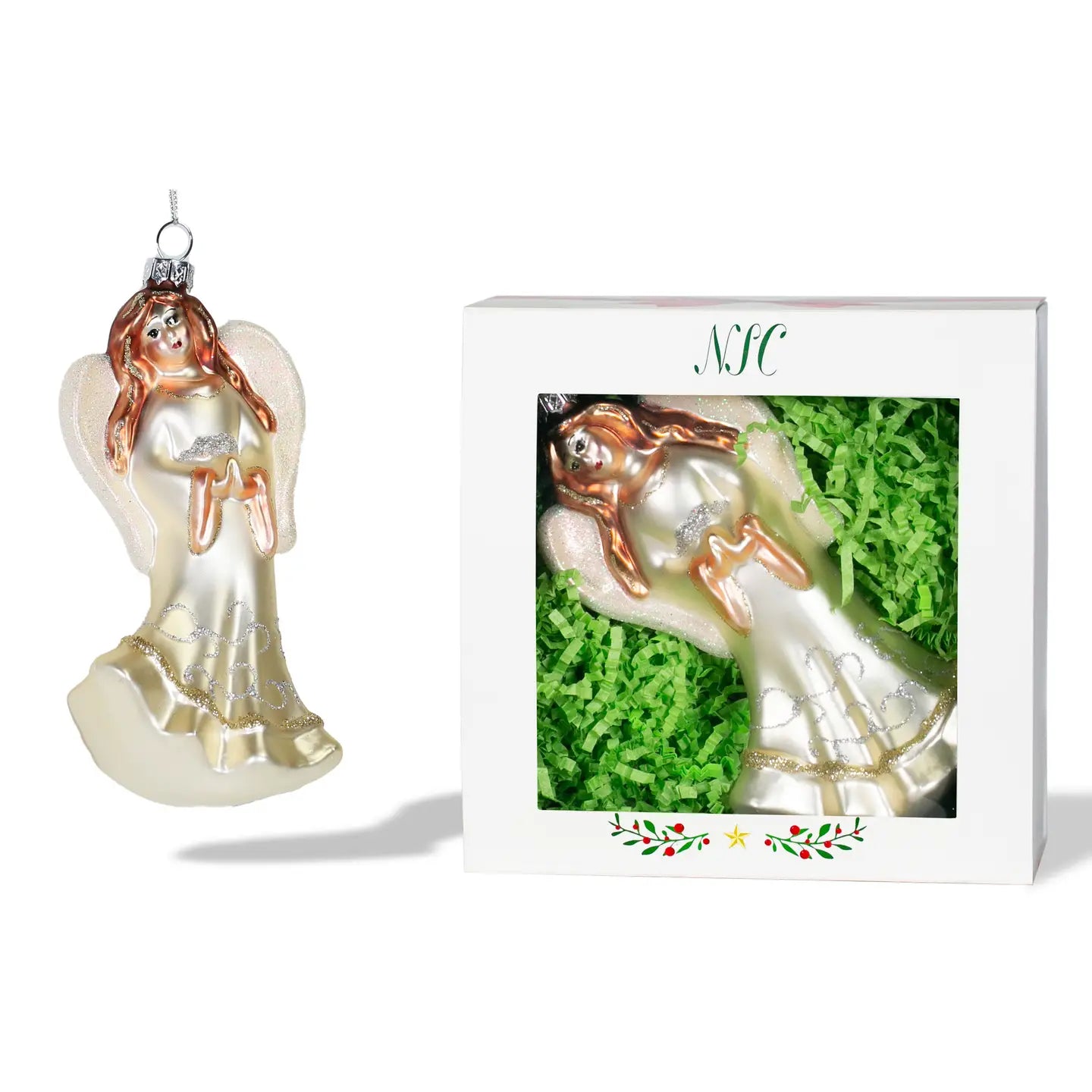 Graceful Angel Glass Ornament