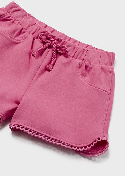 Magenta Knit Scallop Edge Shorts