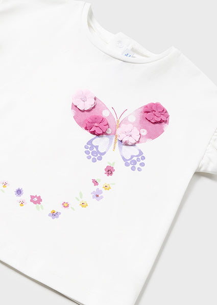 White Floral Pink Butterfly Tee & Leggings