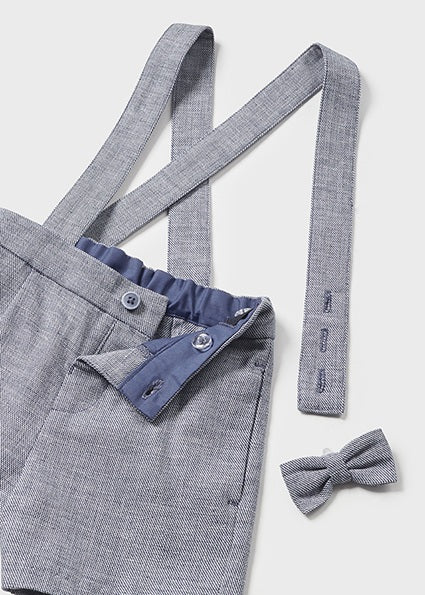 Suspender Shorts w White SS Button Down & Bow Tie