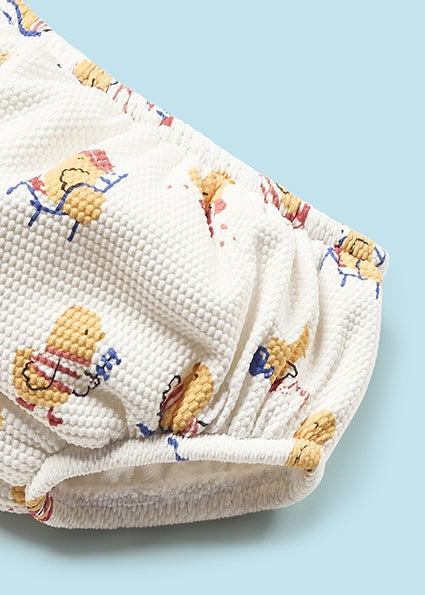 White Duck Print Swim Diaper & Sun Hat