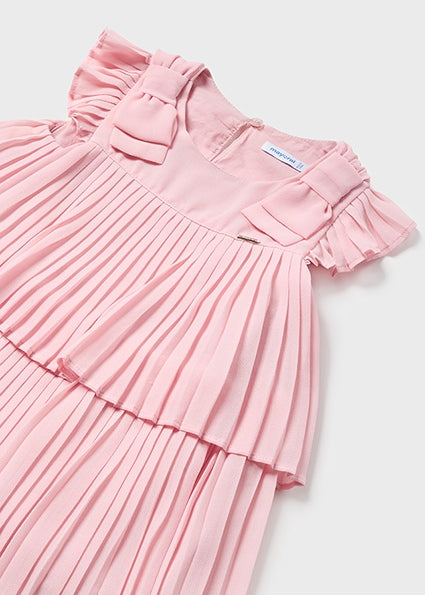 Pink Mini-Pleated SS Flutter Dress