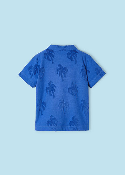 Royal Blue Palm Tree Terry Print Polo