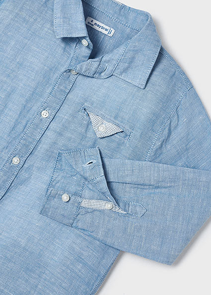 Ocean Blue Pocket Fold Button Down Shirt