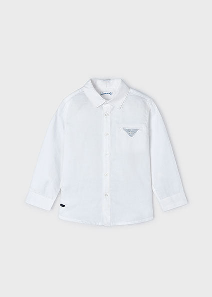 White Pocket Fold Button Down Shirt