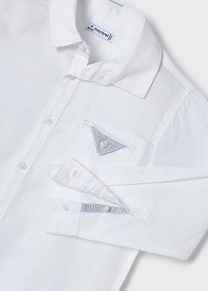 White Pocket Fold Button Down Shirt