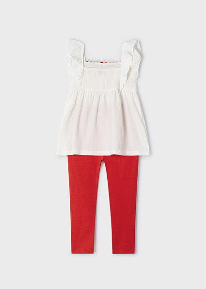 Red Crochet Detail Tunic & Legging Set