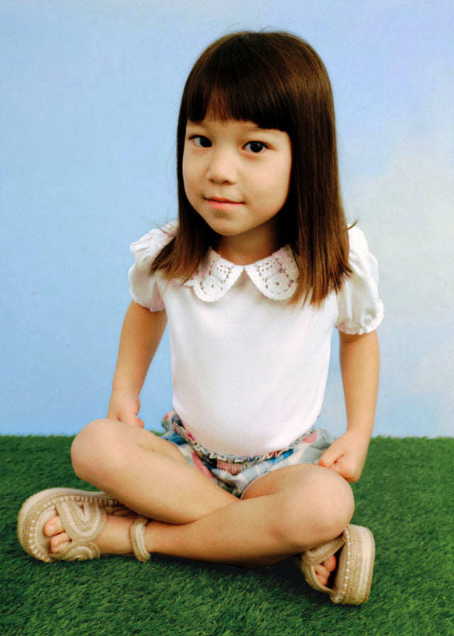 Bone Crochet Collar Puff Sleeve Tee