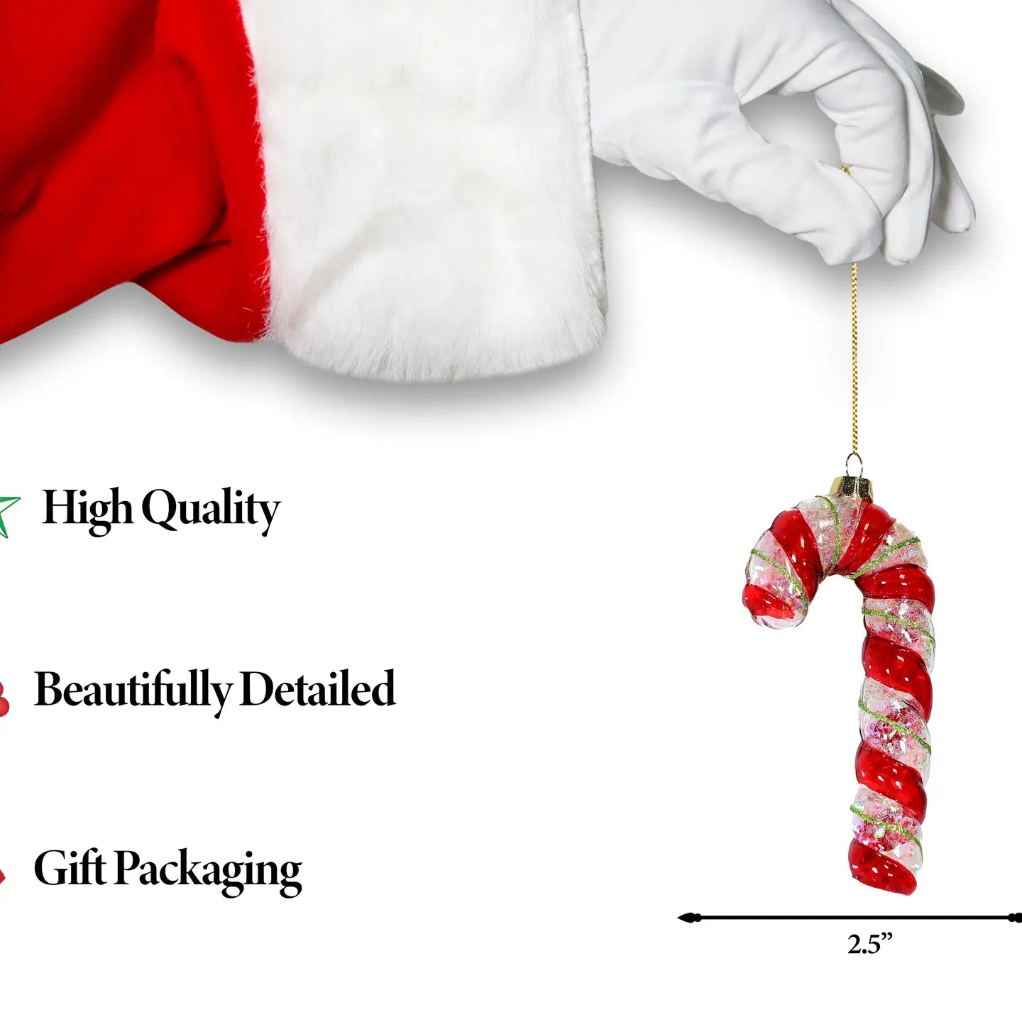 Red Candy Cane Glass Ornament