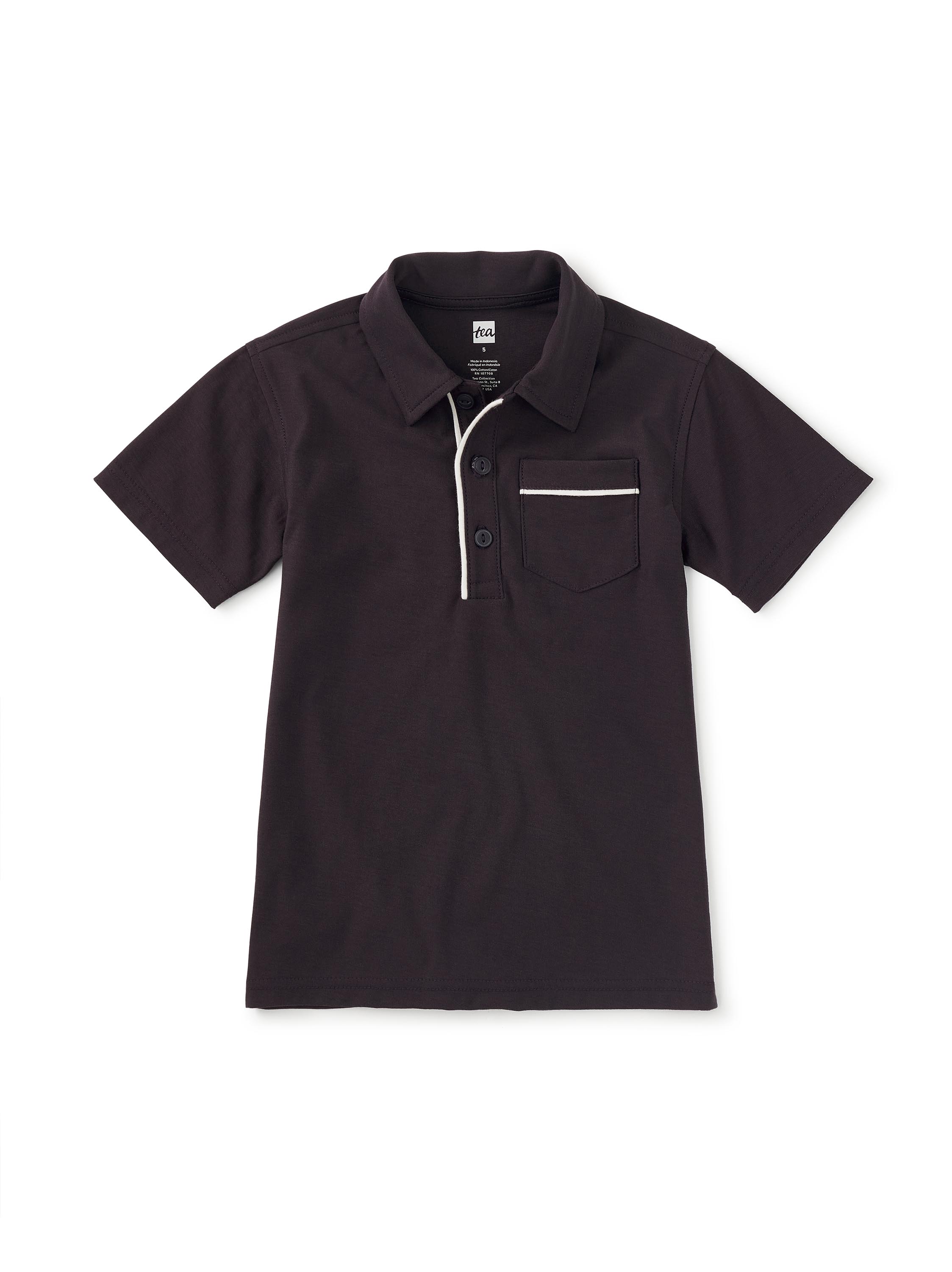 Dark Indigo Piped Pocket Polo