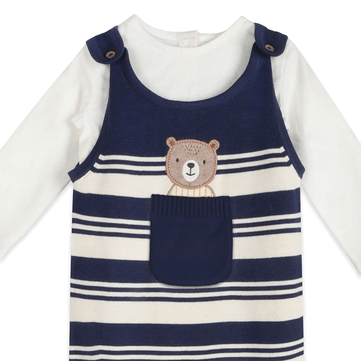 Navy Bear Pocket Overall Set
