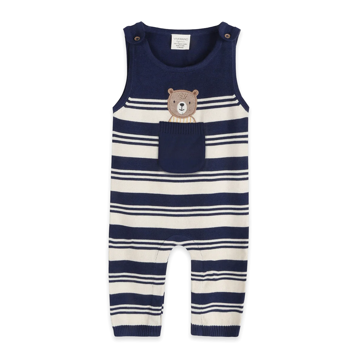 Navy Bear Pocket Overall Set