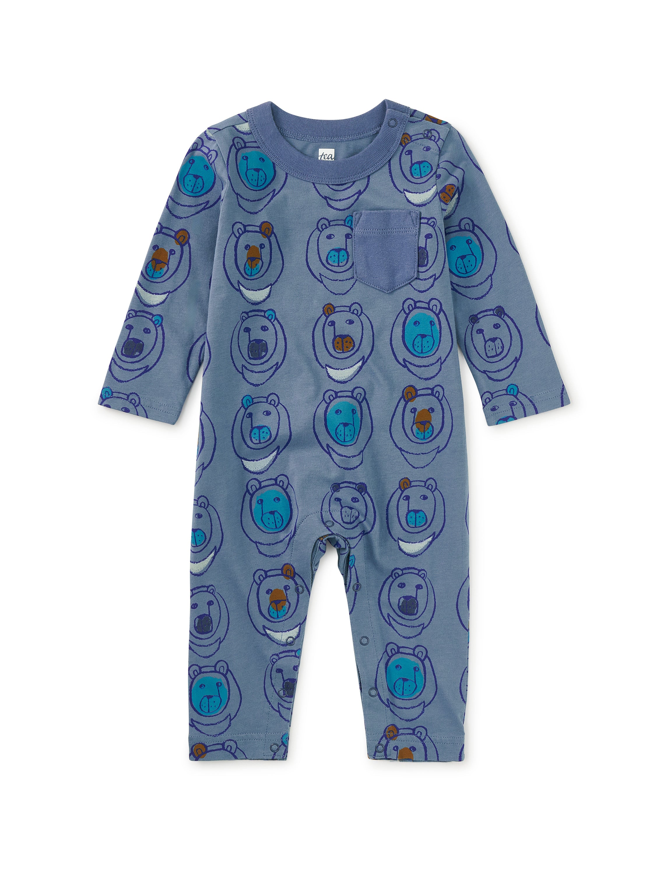 Blue Moon Bear LS Baby Romper