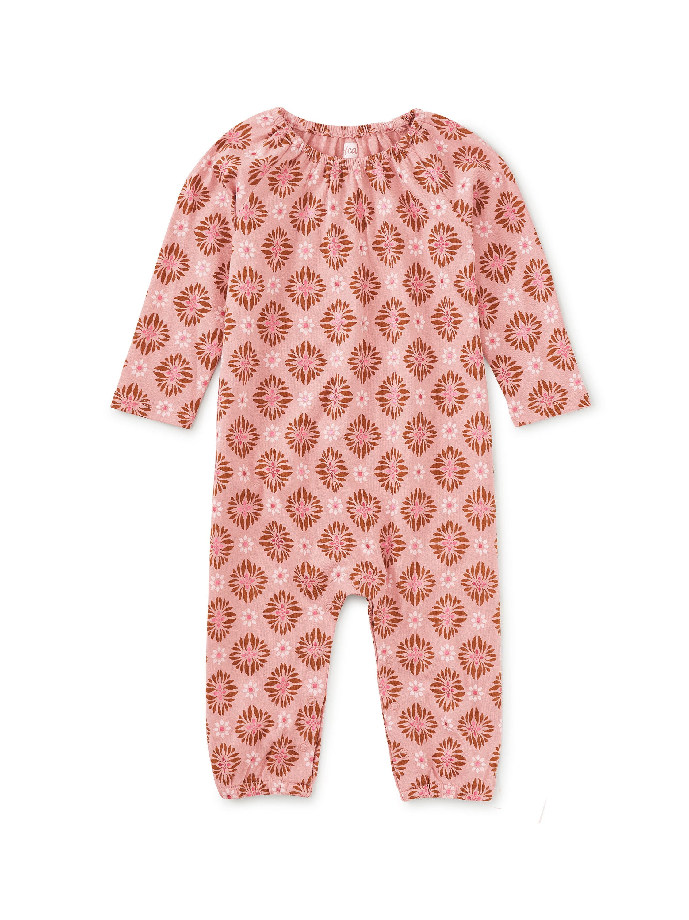 Pink Metallic Print Raglan Baby Romper