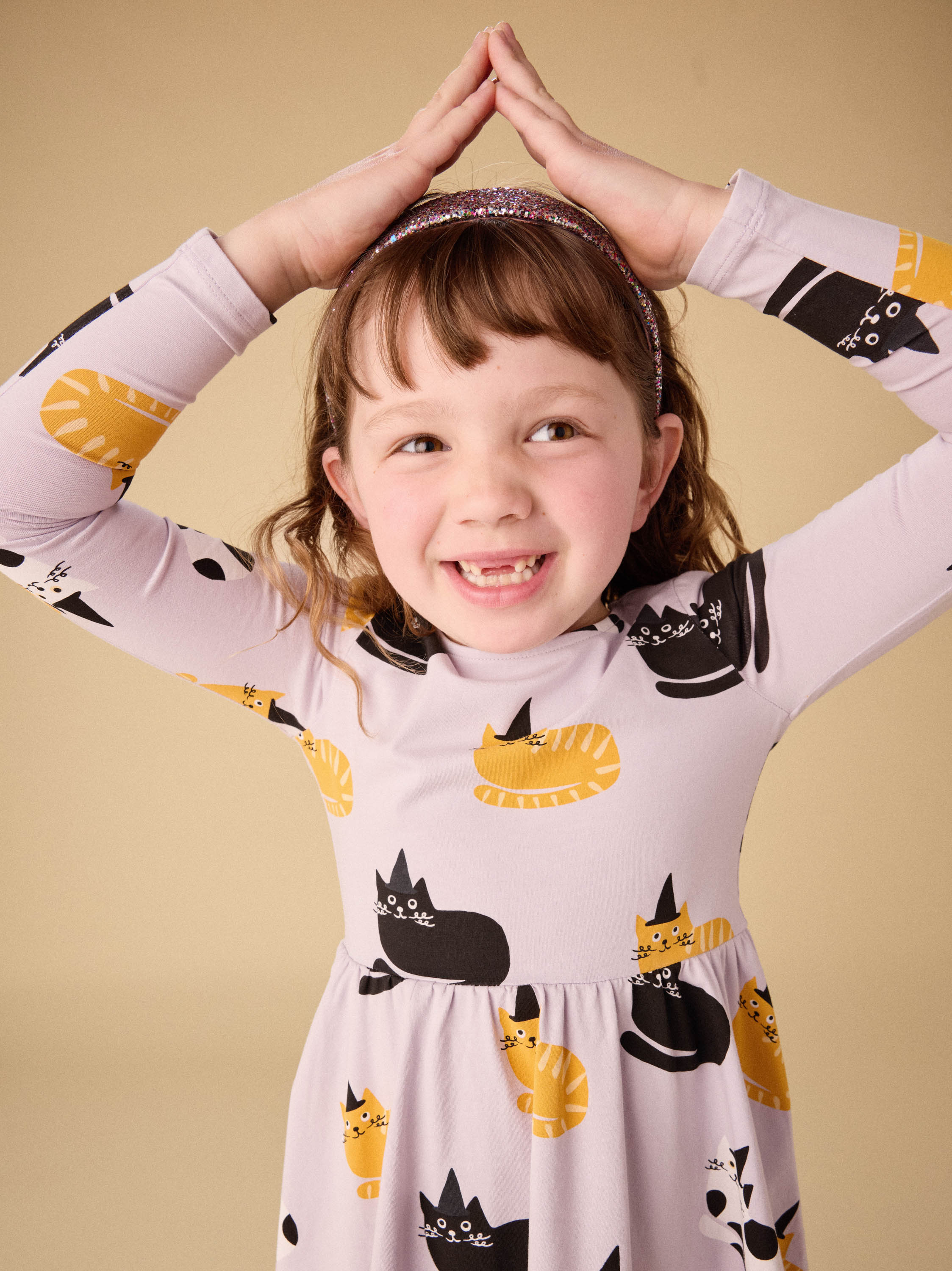 Pink Cats in Hats Printed Ballet Dress