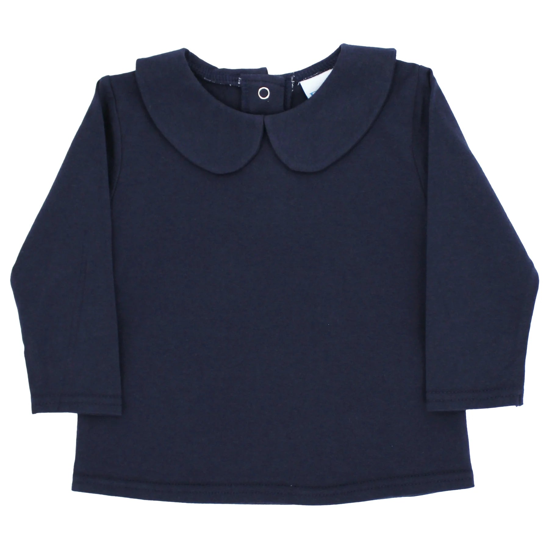 Navy Knit Long Sleeve Peter Pan Shirt