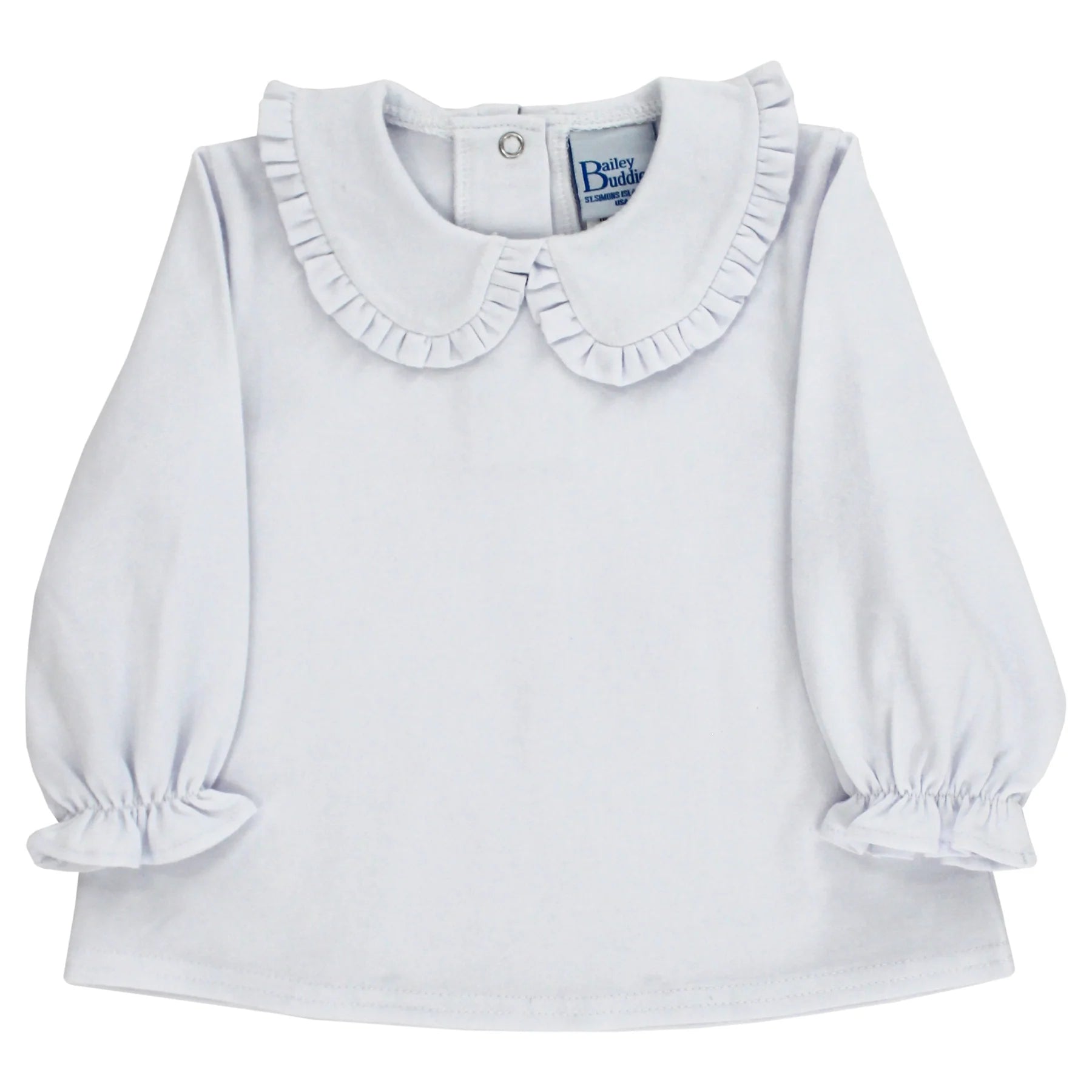 White Knit Girls Long Sleeve Peter Pan Shirt