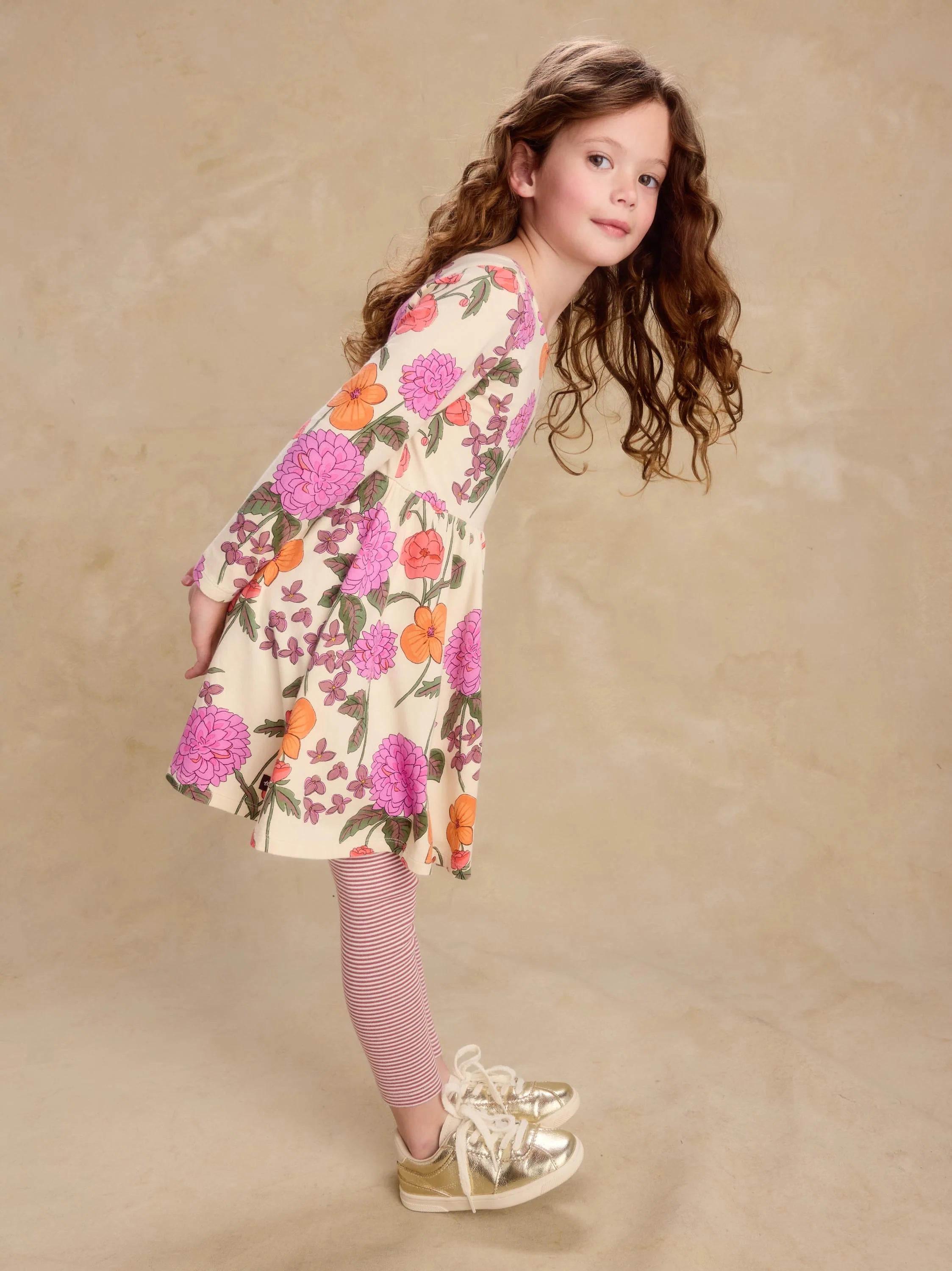 Pink and Orange Floral Ballet Dress