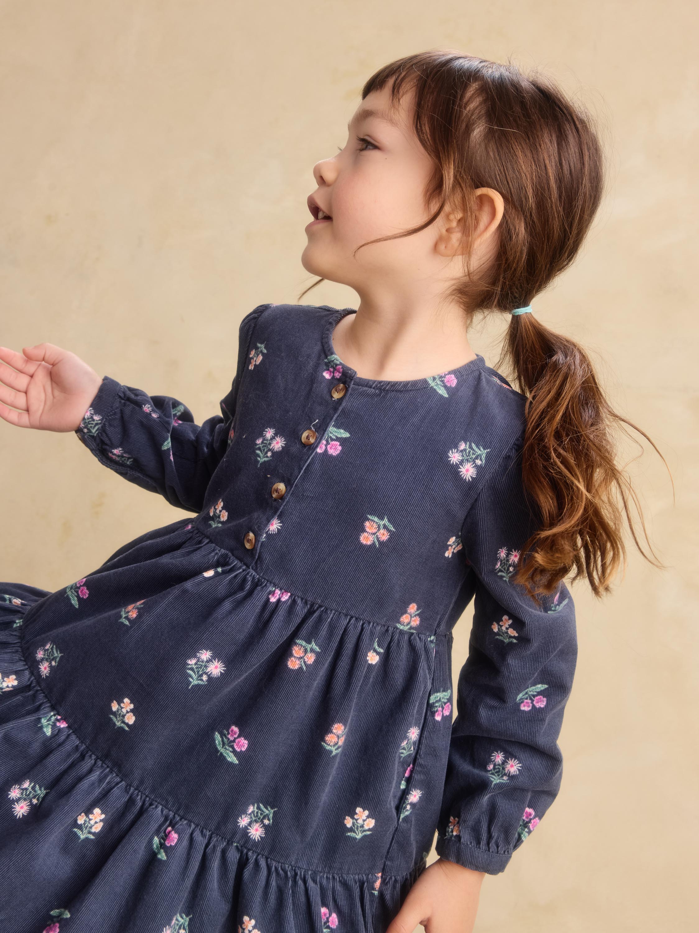 Navy Corduroy Henley Shirt Dress