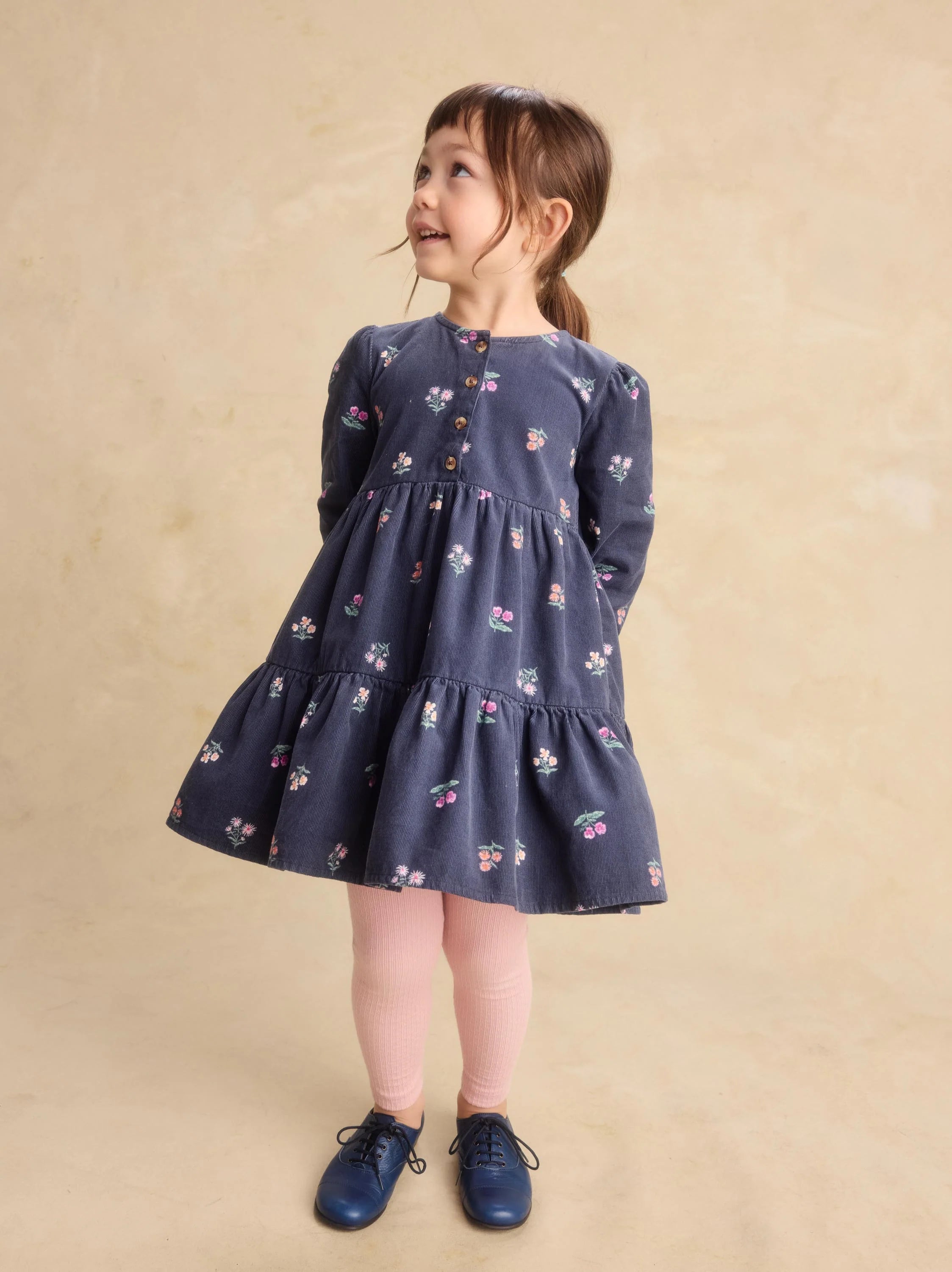 Navy Corduroy Henley Shirt Dress