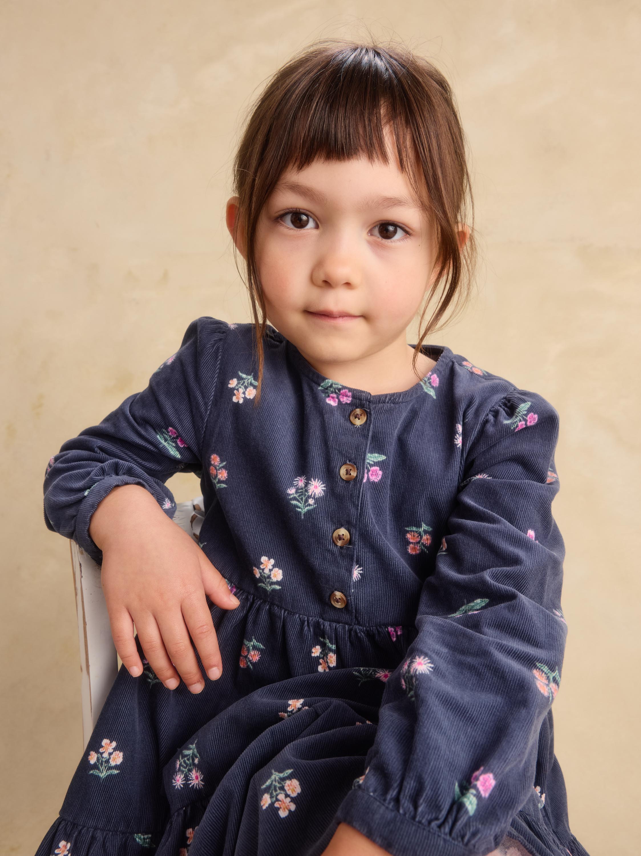 Navy Corduroy Henley Shirt Dress