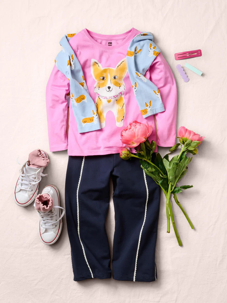 Cutie Corgis Long Sleeve Pocket Tee