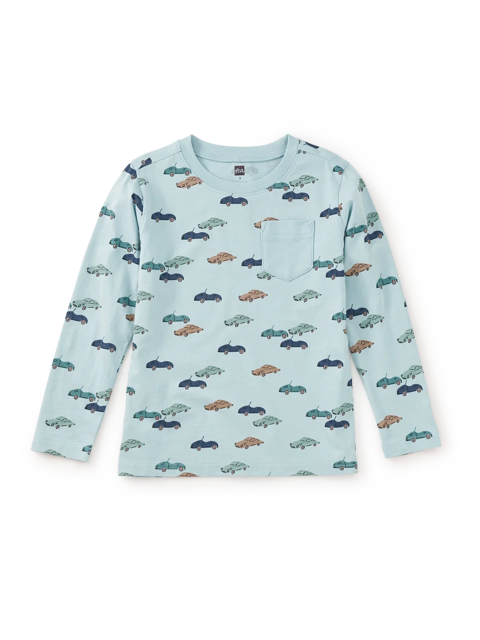 Mini Cars Long Sleeve Pocket Tee
