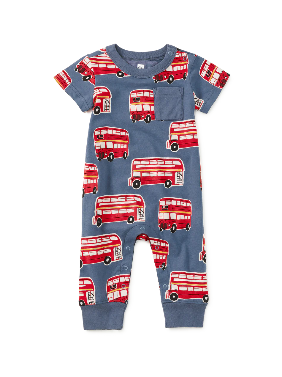 Double Decker Bus Pocket Romper