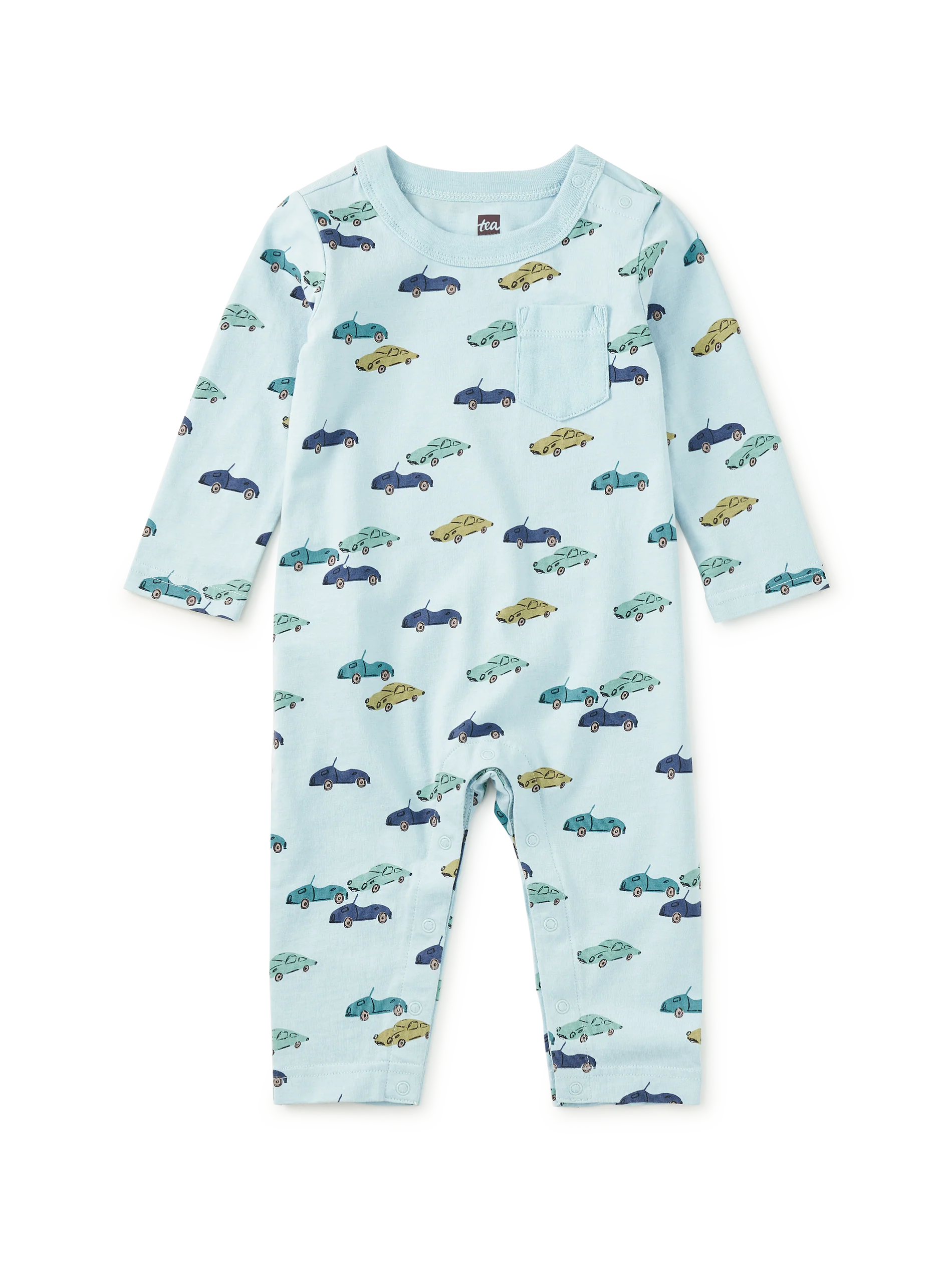 Mini Cars Long Sleeve Pocket Romper