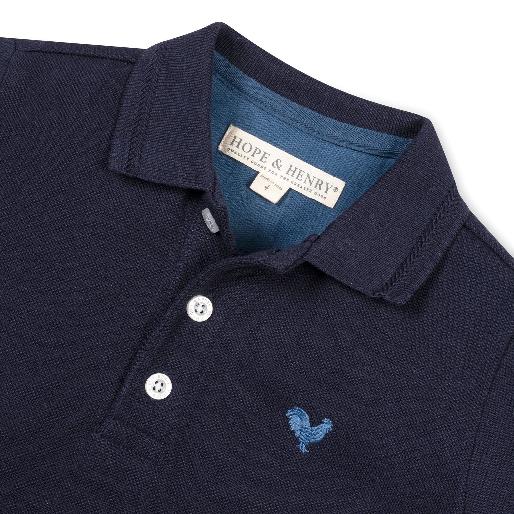 Navy Organic Pique Polo