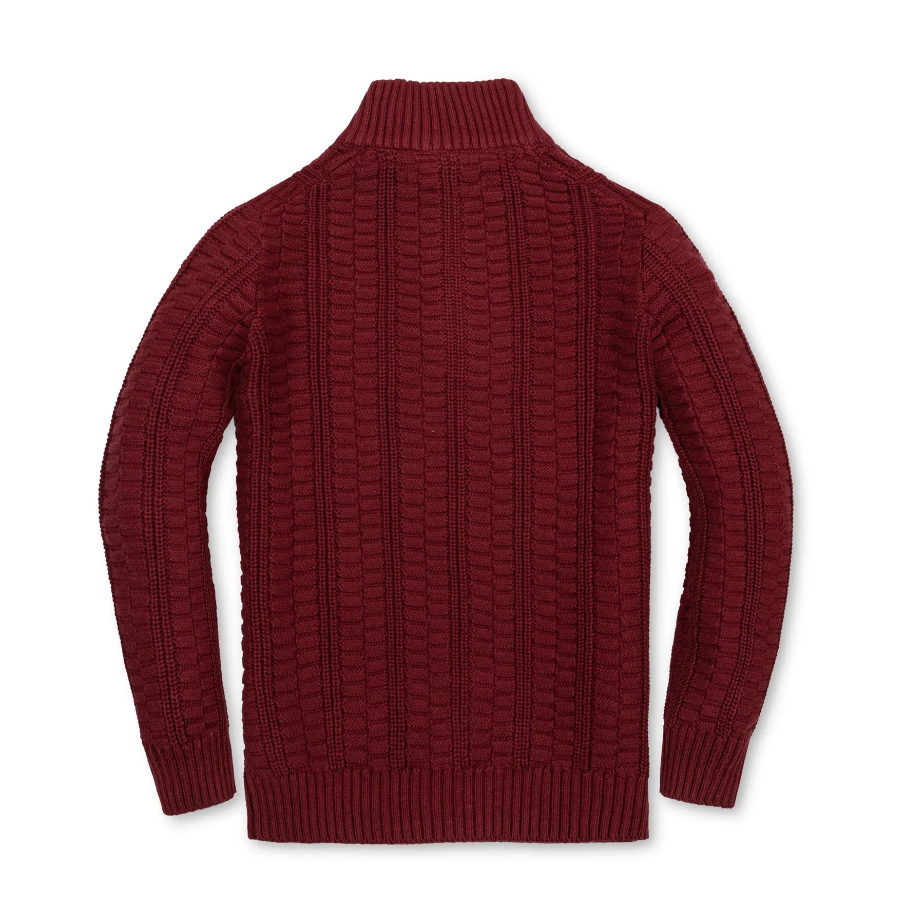 Burgundy Organic Half Zip Cable Sweater