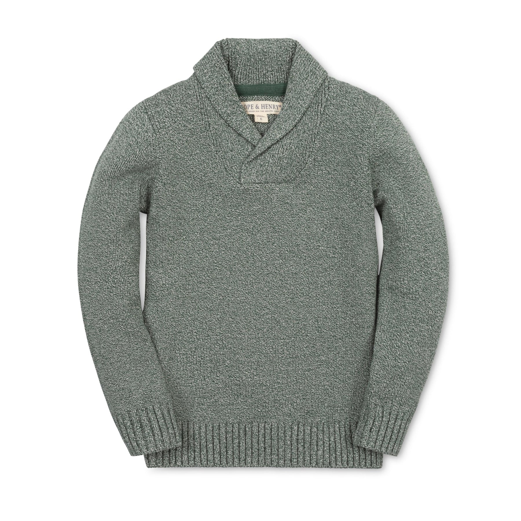 Dark Green Marl Organic Shawl Collar Sweater
