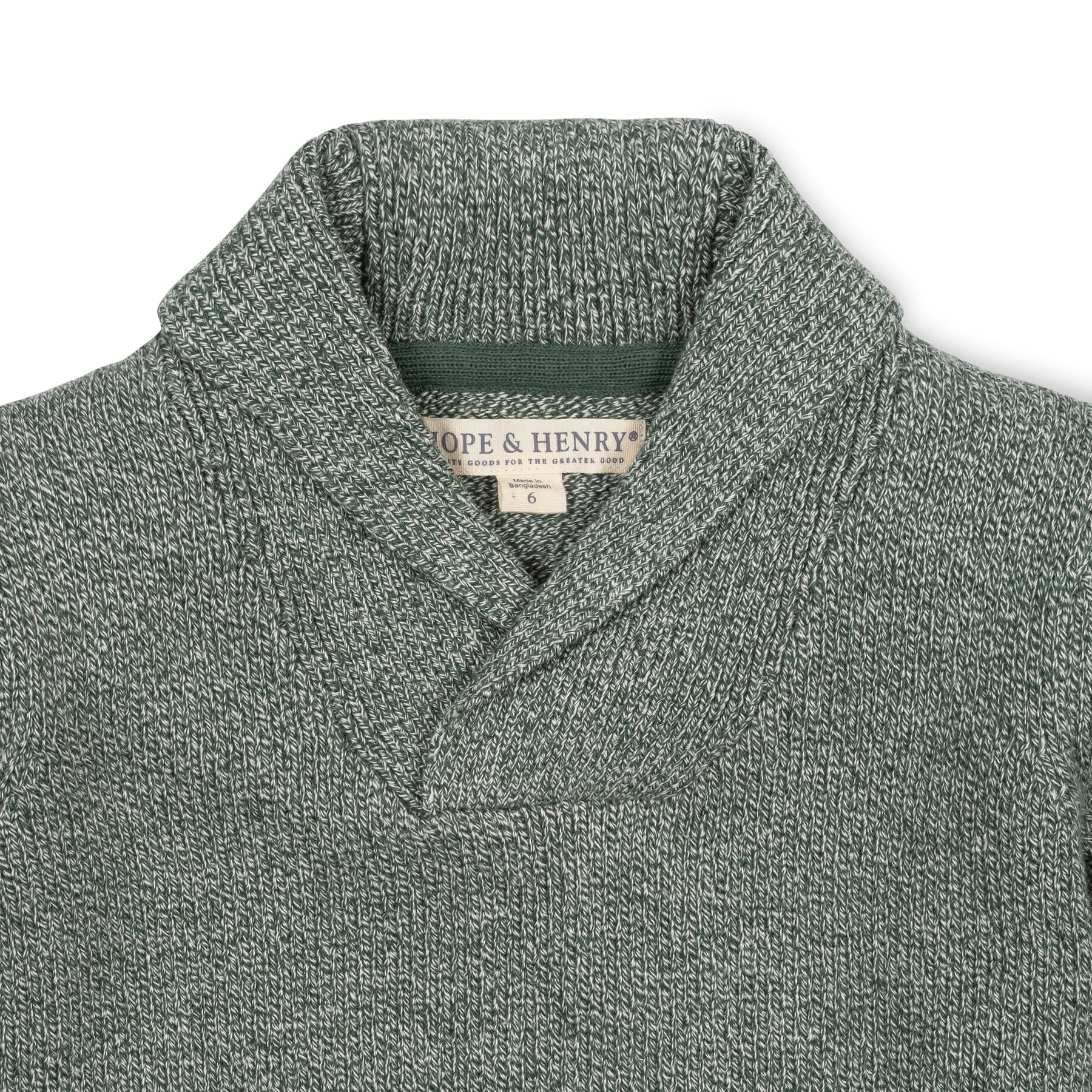 Dark Green Marl Organic Shawl Collar Sweater