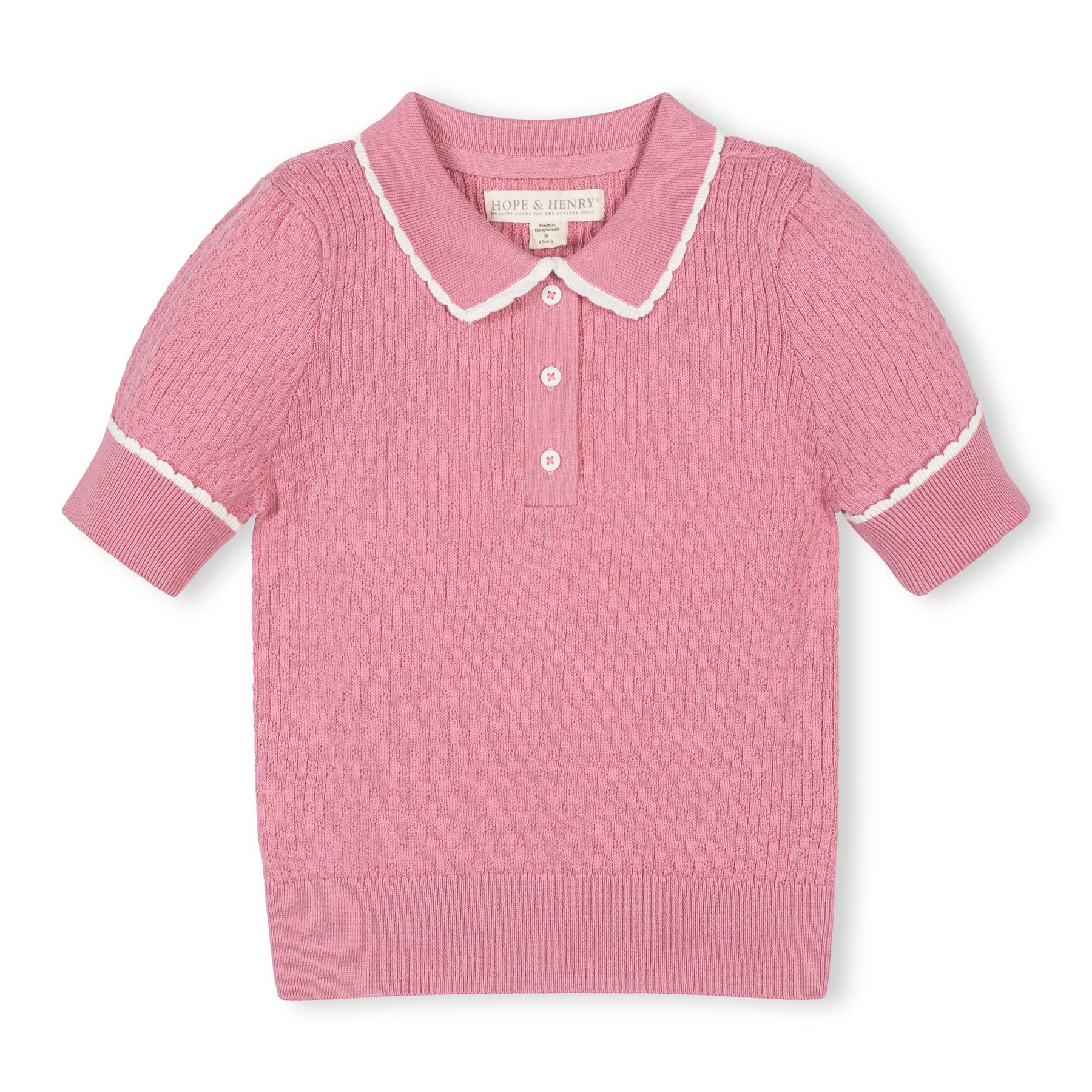 Rose Pink Organic Peter Pan Collar Sweater Polo