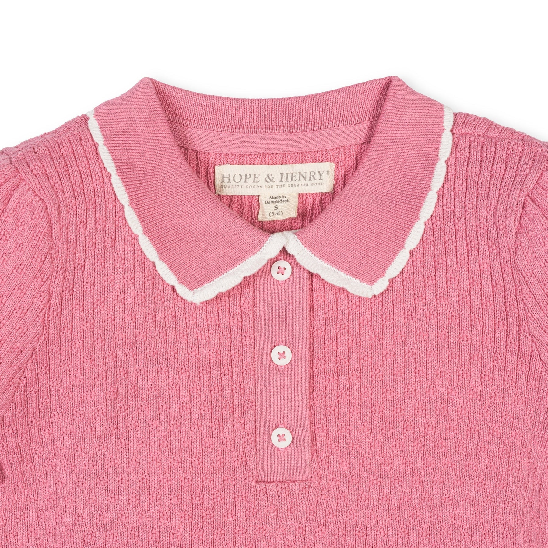 Rose Pink Organic Peter Pan Collar Sweater Polo
