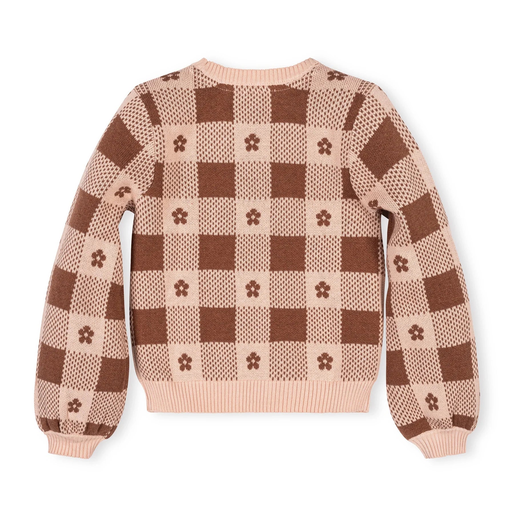 Cinnamon Heather Organic Bow Detail Intarsia Sweater