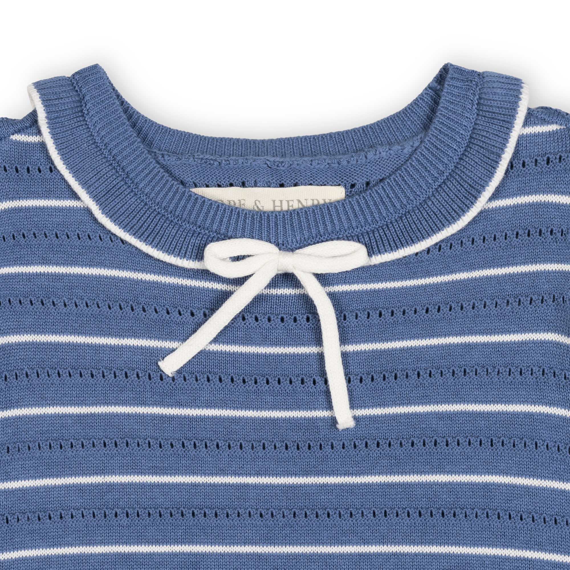 Blue Stripe Flutter Sleeve Pleated Sweater Dress